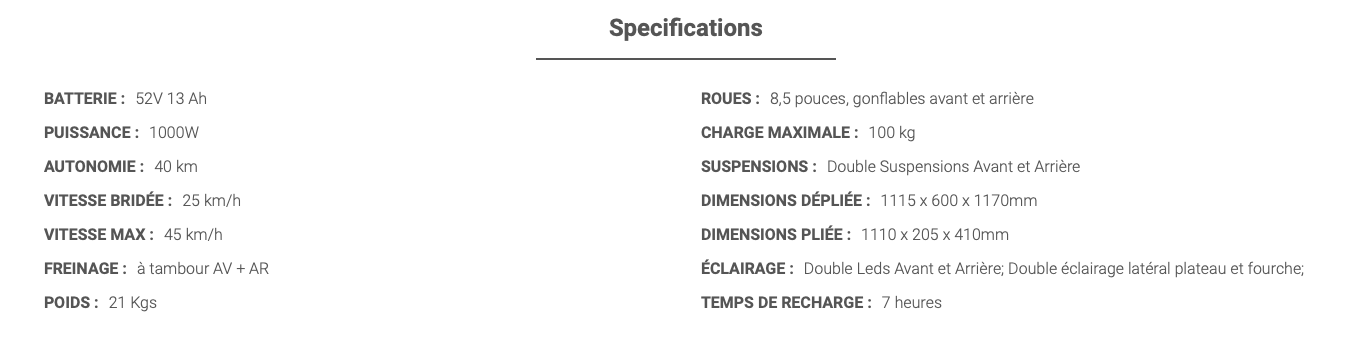 Trottinette électrique DUALTRON MINI SPÉCIAL 52V 13Ah